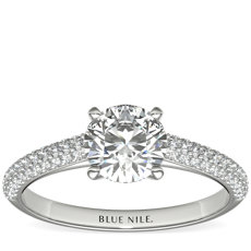 Trio Micropavé Diamond Engagement Ring in Platinum (1/3 ct. tw.)